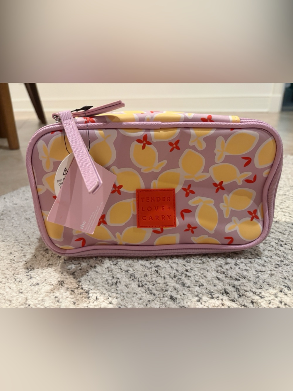 NWT Tender Love & Carry Lemon Print Cosmetic Pouch - Lavender & Yellow